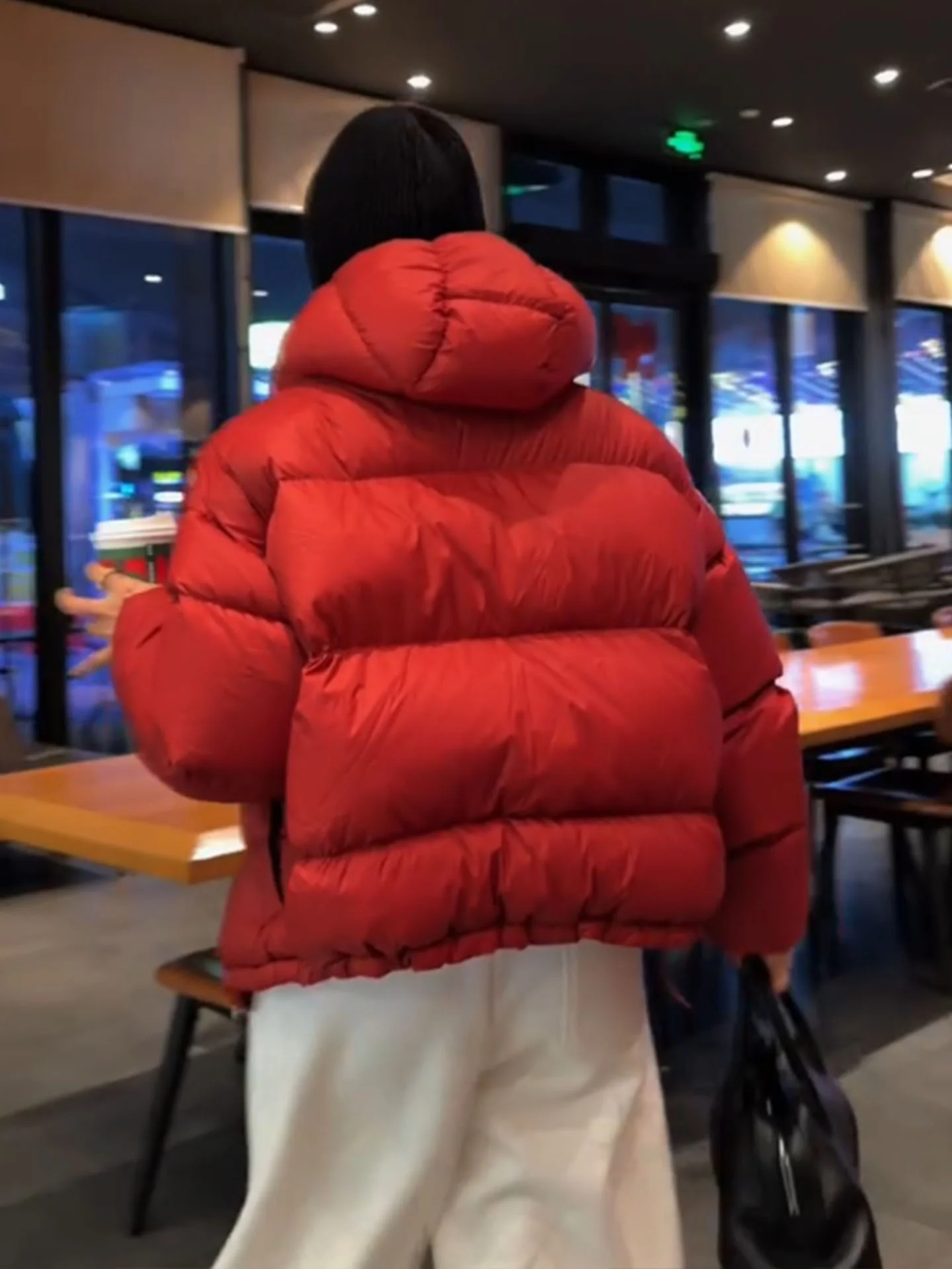 Sli ort vermelho feminino para baixo Jaet Faionable casual fibra de poliéster quente Thiened inverno casaco de pão