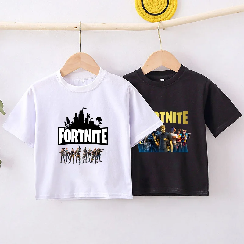Fortnite Boys เสื้อแขนสั้นร้อนเกมพิมพ์เด็กเสื้อยืดฤดูร้อนเสื้อผ้าเด็กน่ารักการ์ตูน Casual Tees ตลกของขวัญวันเกิด