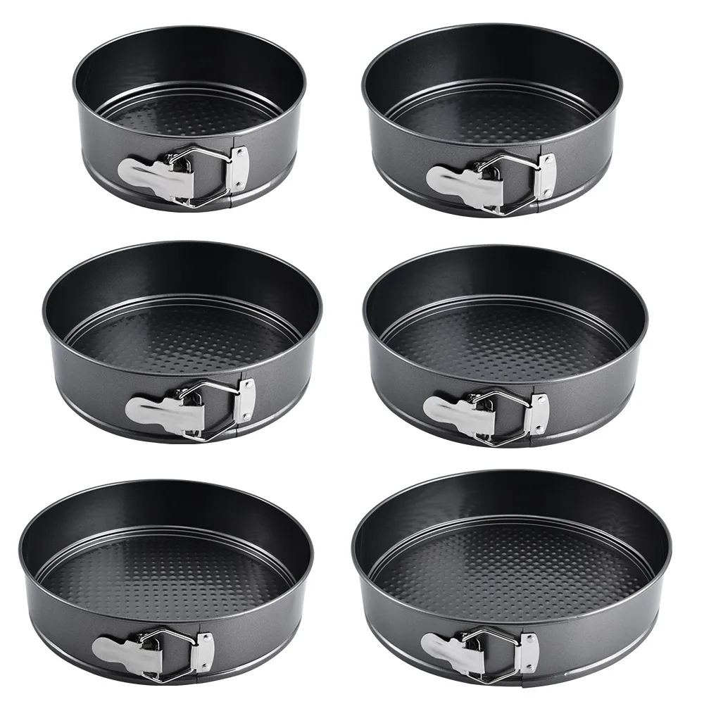 

6pcs Non-Stick Metal Bake Mould Kitchen Accessories Round Cake Pan Bakeware Removable Bottom Carbon Steel Cakes Molds