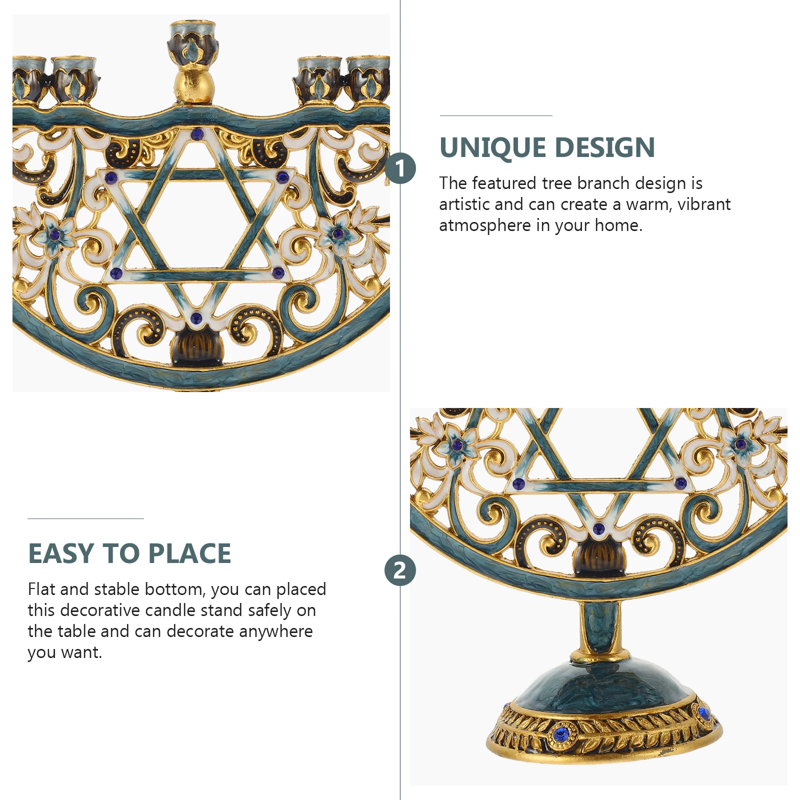 

Alloy Nine-Head Holder Delicate Color Stable Base Desktop Decoration Wedding Party Dining Room Candlestick Stand