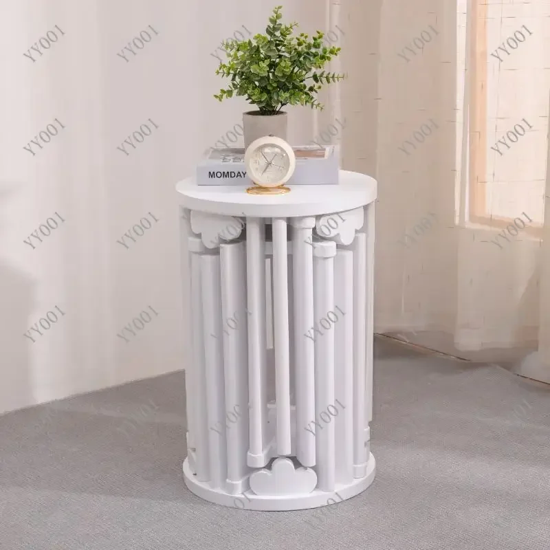Solid Wood Round Coffee Table Stool Stackable Modern Household Small Stool for Home Living Room