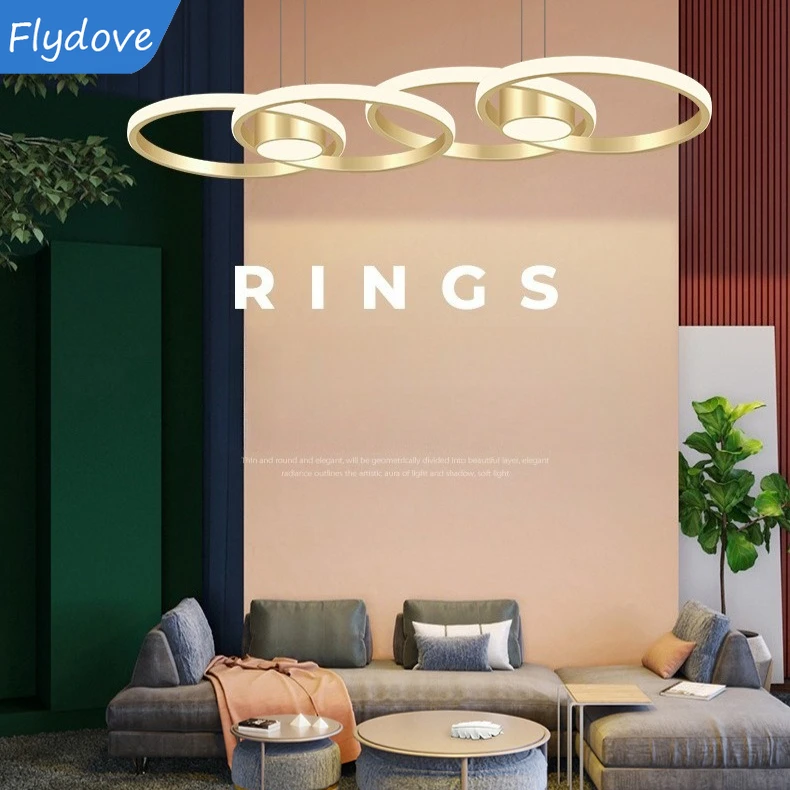 

Nordic Modern Restaurant Chandelier Creative Bar Counter Dining Table Atmospheric Gold Aluminum Home Lighting Decoration Lamps