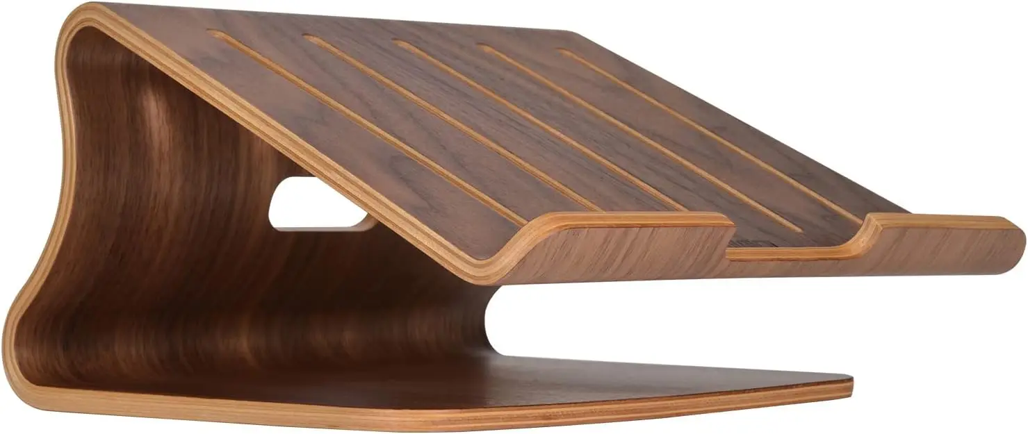 

Walnut Wood Laptop Stand with Heat Dissipation, Ergonomic Design for Most Laptops, Stable Desktop Holder
