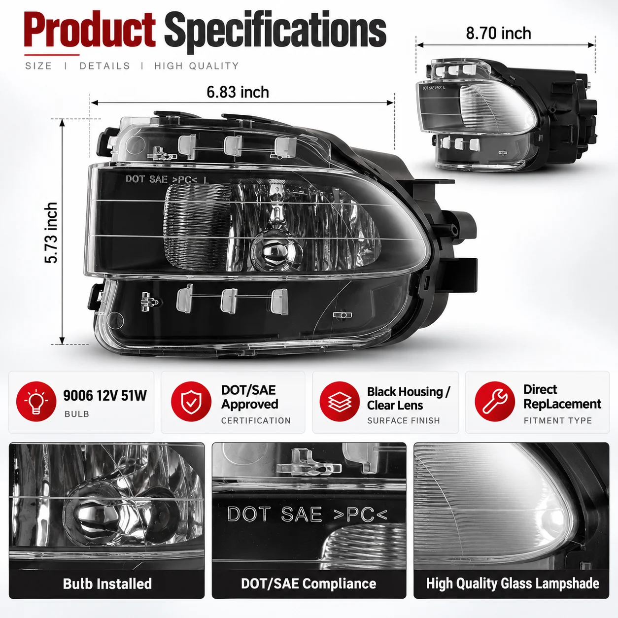 81221-30282 81211-30312 Front Fog Light for Lexus GS300 GS350 GS430 GS450H GS460 2006-2011 Driving Lamp Replacement