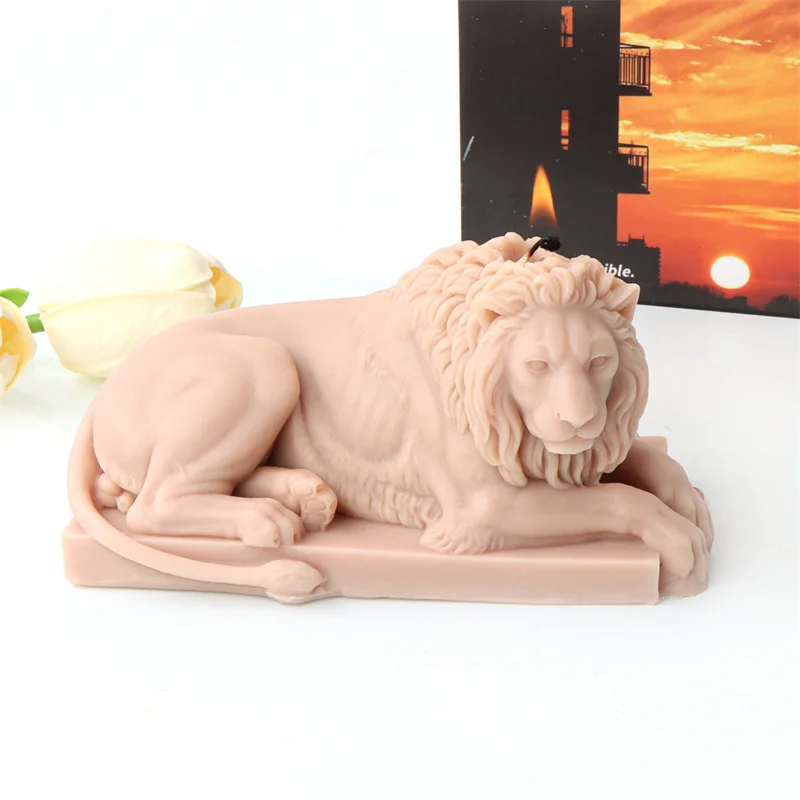 Male Lion Silicone Candle Mold Handmade Gypsum Soap Resin Making DIY Concrete Animal Statue Chocolate Ice Cube Mould Home Decor