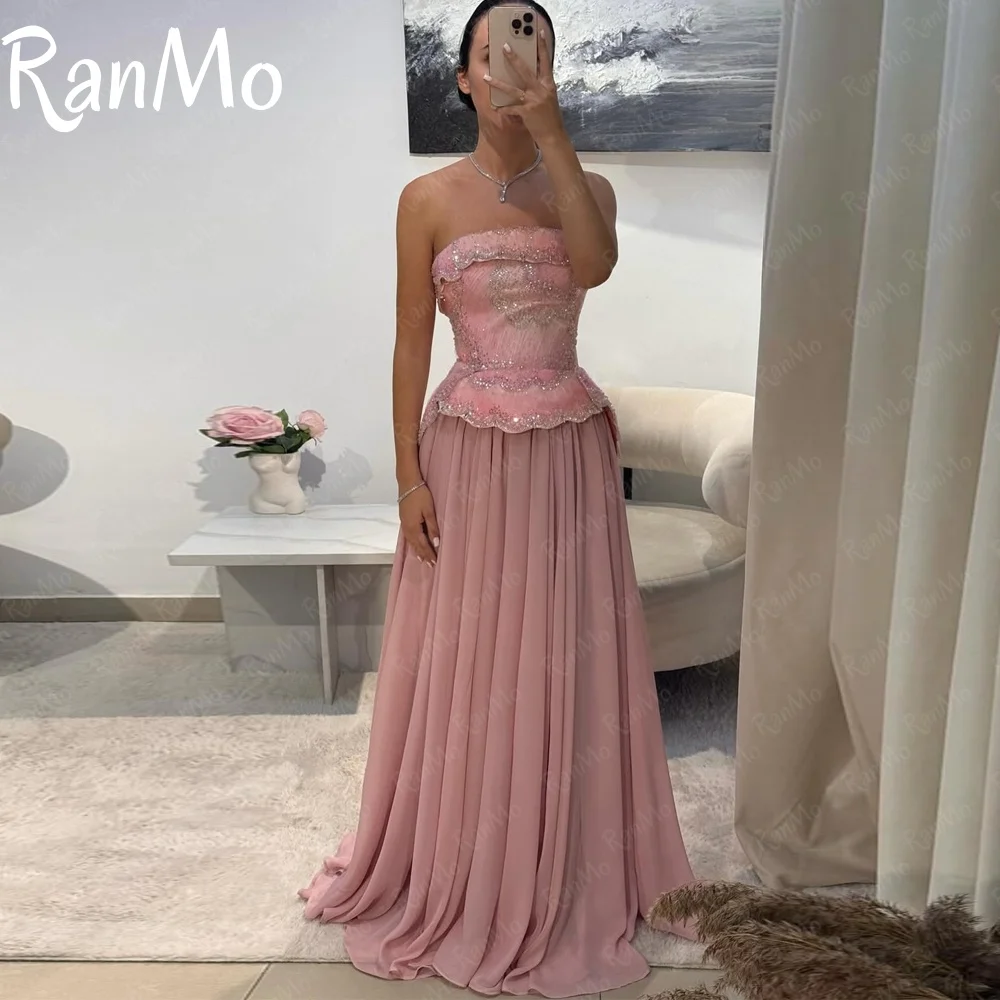 

Ranmo модное вечернее платье шифоновое с блестками без бретелек вечерние платья в Саудовской Аравии трапециевидное элегантное женское вечернее платье по индивидуальному заказу