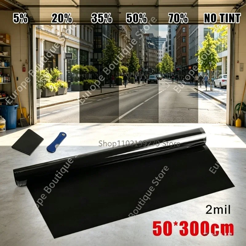 Film de protection solaire pour vitres de voiture et maison, 50x300cm, 2mil, PET Nano Céramique, protection UV, autocollant teinté pour contrôle solaire