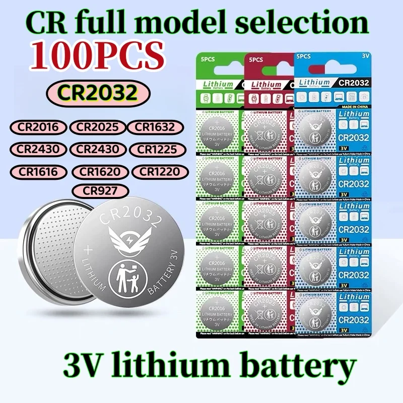 100pcs Original CR2032 pilas cr2025 battery CR2450 CR2430 CR2016 CR1632 CR1616 CR1620 CR1220 CR927 CR1220  CR 2032 battery