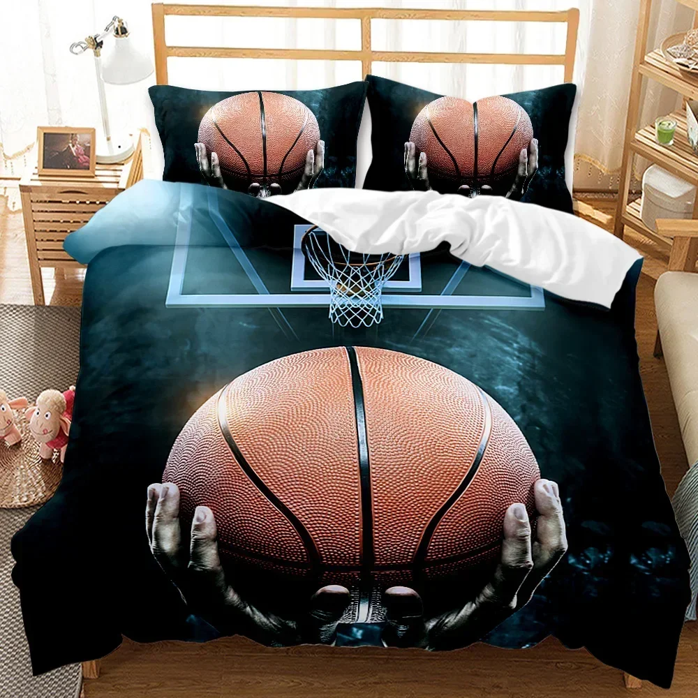 3Pc Fire Basketball Comfortable Duvet Quilt Cover Pillowcase Bedding Set Children Bedroom Decoration Home Textile
