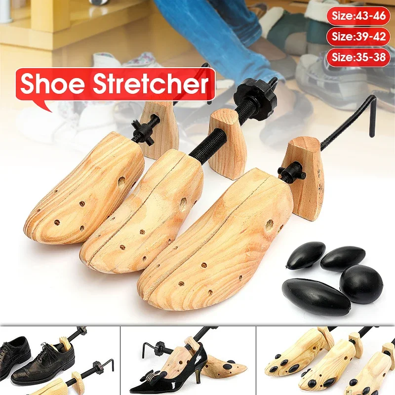 Wooden Shoe Stretcher Shoe Extender Tree Shaper Rack Pine Wood Shoe Tree Adjustable Flats Pumps Boots for Man Women