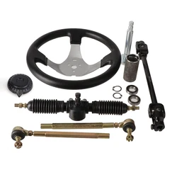 Complete Go Kart 300mm Steering Wheel 320mm/420mm Gear Rack Pinion Tie Rod Shaft For 110cc Karting DIY Quad Drift Trike