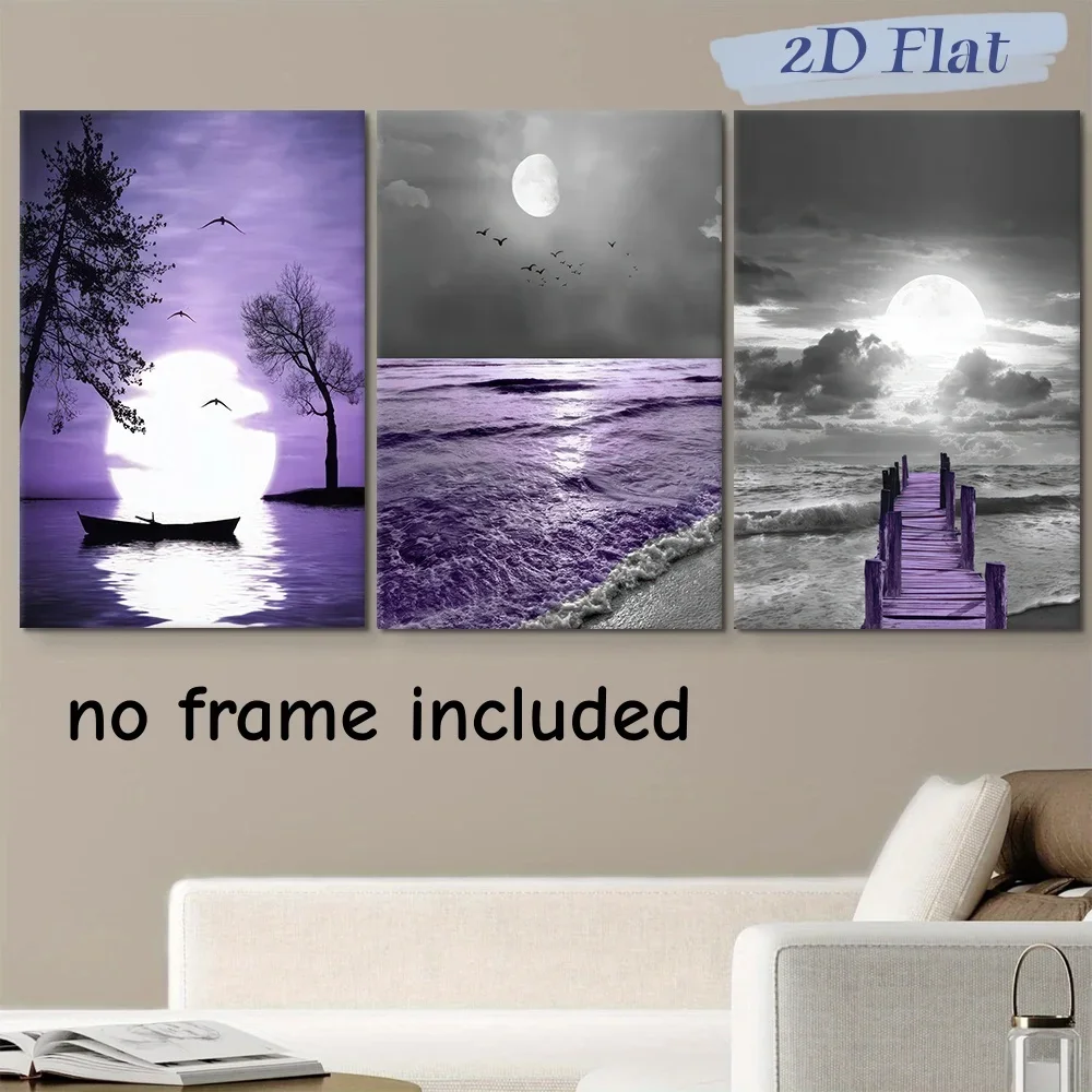 Multi-size 3PCS frameless high-definition decorative paintings,This set of 3 frameless canvas decorative hanging paintings showc