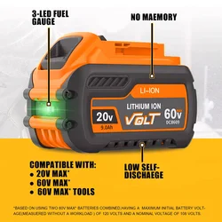 DCB200 For Dewalt 60V DCB609 9000mAh 20V MAX Li-ion Battery DCB609 DCB205 DCB204 DCB206 DCB209 DCB182 Power Tool Battery