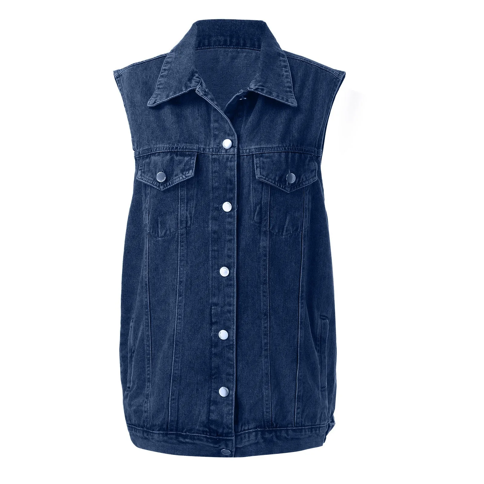 Heißer Verkauf Frauen Schwarz und Blau Ärmellose Denim Weste Mode Lose Lange Jeans Mantel Straße Casual Weibliche Kleidung Drop Schiff