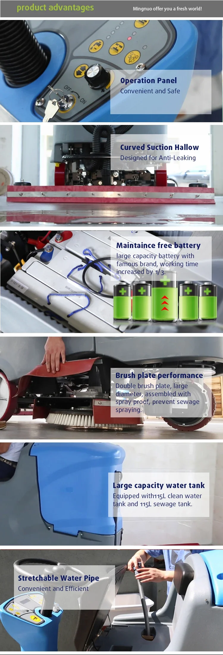 MN-V7 Ride-on Scrubber, Electric Mop Cleaner Machine, Marble & Granite Floor Scrubber