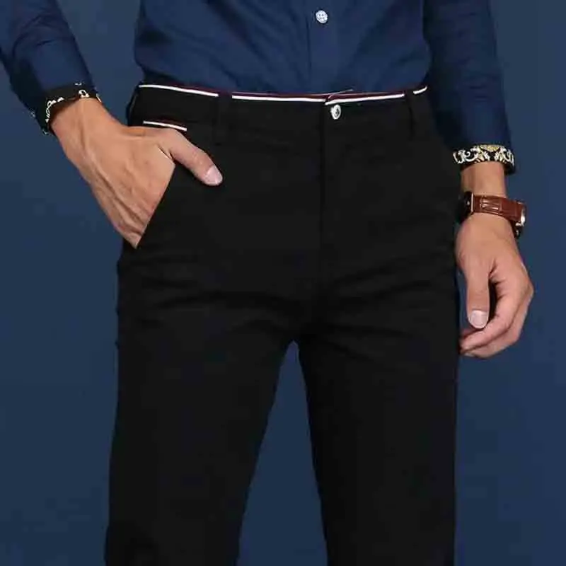 6 ألوان أزياء رجالي سليم صالح عارضة السراويل كوريا نمط الأعمال العمل السراويل كل مباراة رجل منتصف الخصر مستقيم عارضة السراويل #2