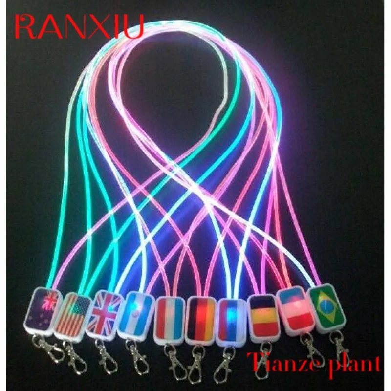 Custom Hot selling Single fiber led flashing lanyard new glowing led lanyard