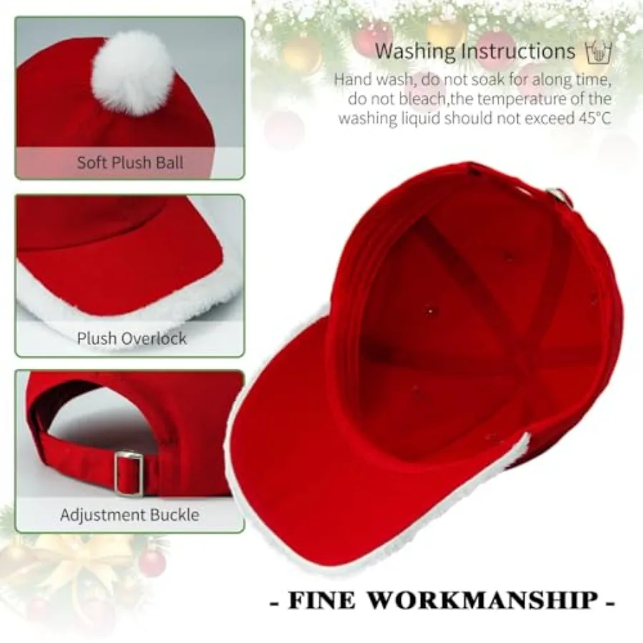Gorra de béisbol bordada para golf y ropa casual: sombrero de algodón clásico ajustable de perfil bajo con diseño de Papá Noel rojo perfecto para