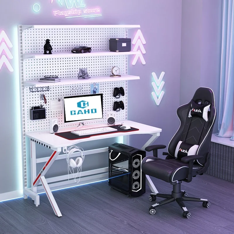 Computer Desk Shelves Gamer Table Storage Bookshelf PC Gaming Desk for Games Office Study