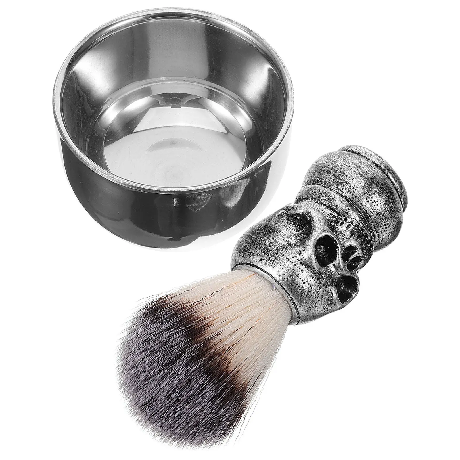 1 Set Rasierschale und Pinsel Set mit Ergonomischem Edelstahlgriff Rasierset für Männer Barbier Salon Rasierschale