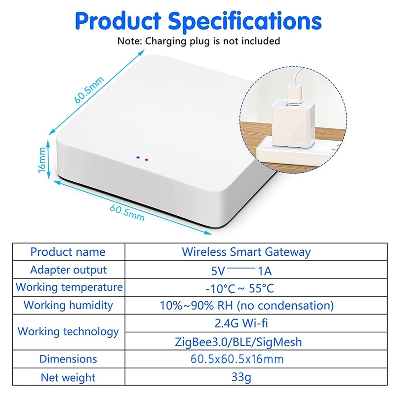 Hub Gateway Branco, Multi Modo, Casa Inteligente, Ponte, WiFi, Bluetooth, Zigbee, Controle Remoto, Trabalhar com Alexa, Google Home