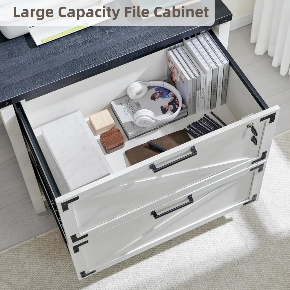 Lateral Filing Cabinet with Lock for Home Office - 2 Drawer, Suitable for Legal and Letter Sizes, A4 F4 Compatible Storage Solut
