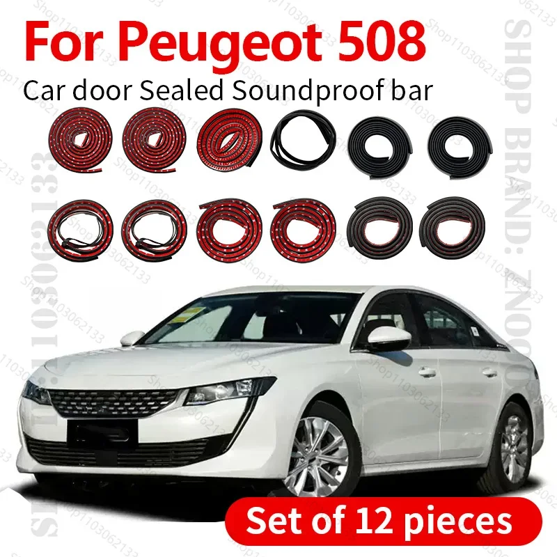 For 2010-2025 Peugeot 508 Car Door Seal Strip Rubber Double Layer Sealing Protector Soundproof Strip Dustproof Seal Strip 12PCS