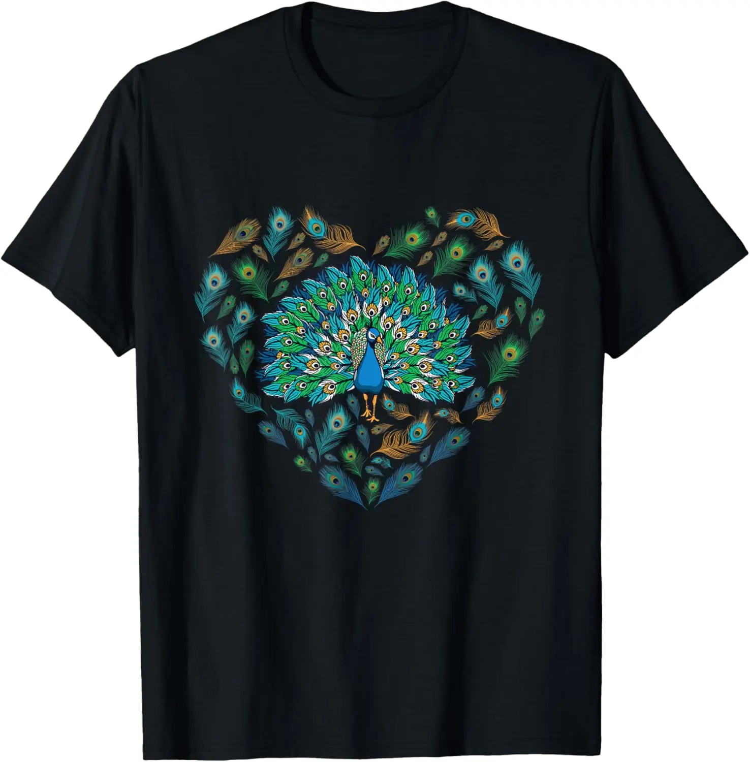 Peacock Decorative Colorful Peacock love heart men women kid T-Shirt