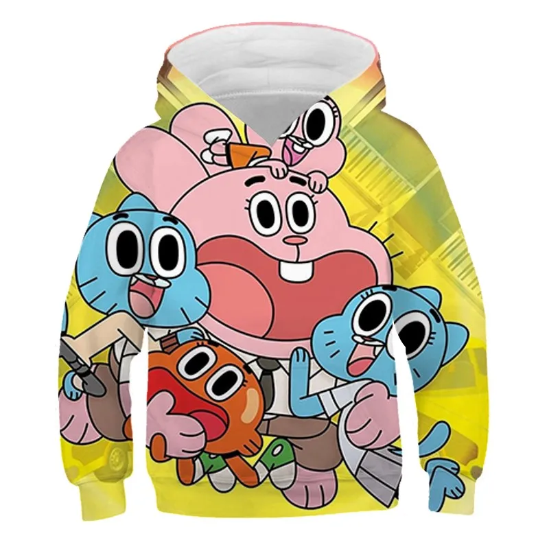 2024 New Hot Selling The Amazing World of Gumball Childrens Comedy Comics Peripheral Hooded Sweatshirt Autumn Popular Hoodie Y2K