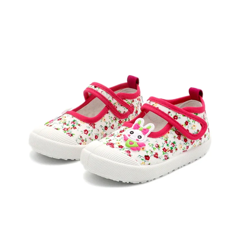 JGSHOWKITO Girls Canvas Shoes Soft Sports Shoes Kids Running Sneakers Candy  With Cartoon Rabbit Carrots Prints Children