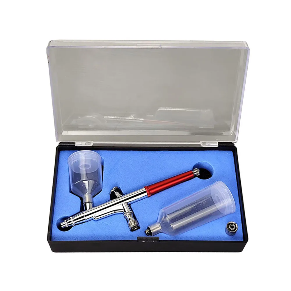 Kit de aerógrafo de doble acción de 0,3 mm con tres tazas diferentes (20CC,40CC) Juego de aerógrafo portátil para maquillaje, artes comerciales