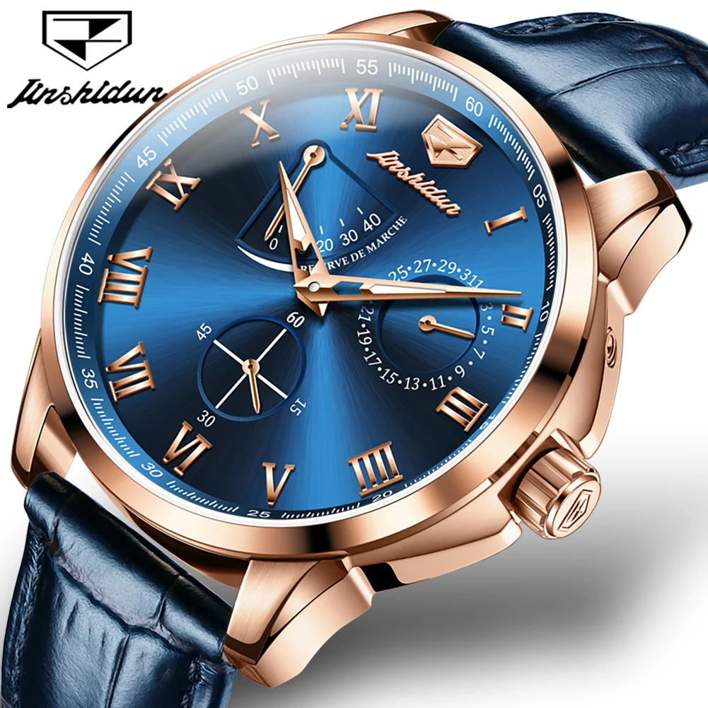 2023 JSDUN Swiss certified Men lether Luxury Watch 40mm Sport Watch Automatic Mechanical watch 5Bar waterproof  8921