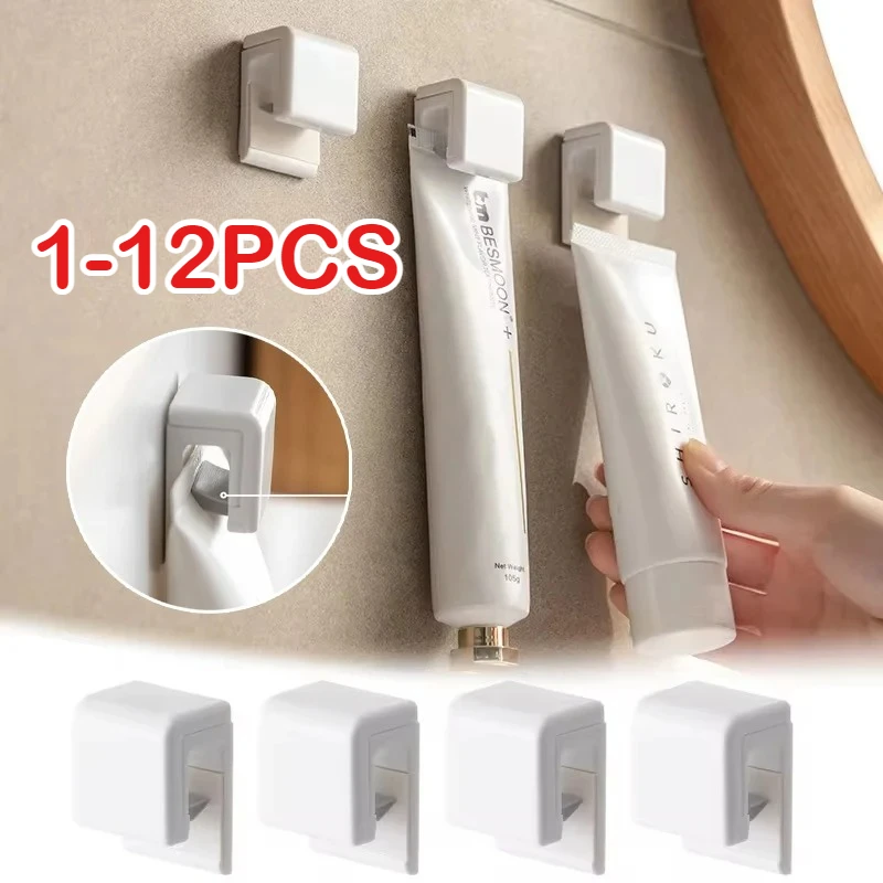 

1/2/3/5PCS Pieces Toothpaste Holder No Punch Facial Wash Holder Bathroom Wall Mounted Multifunctional Toothpaste Holder