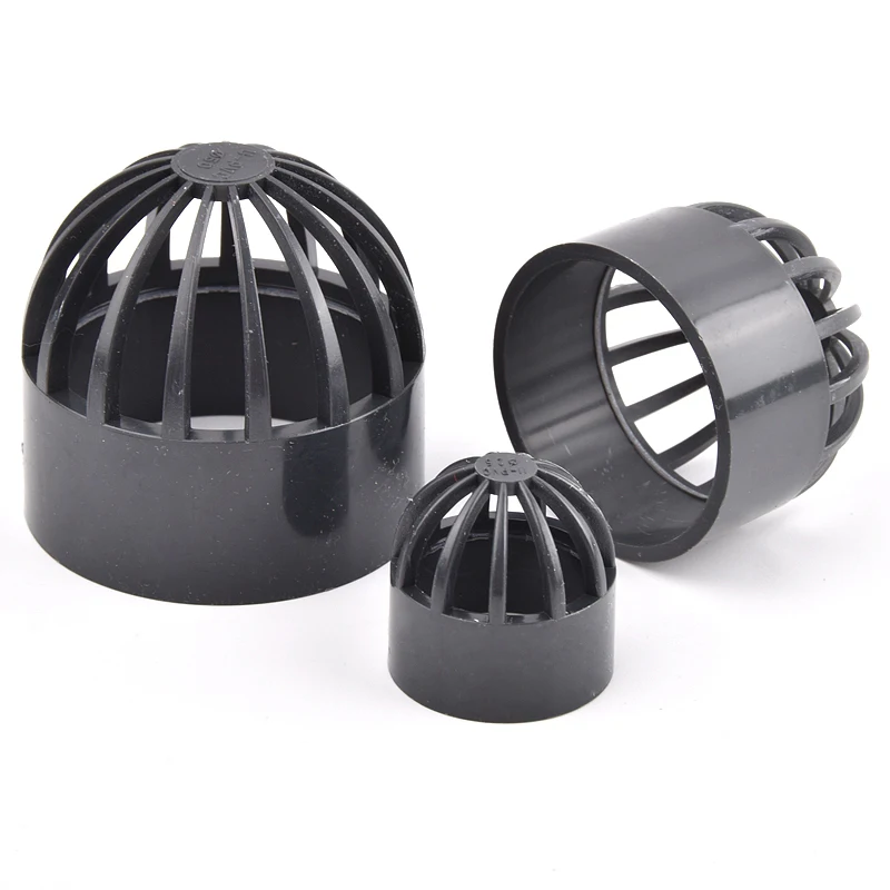 1~3Pcs 20~110mm Dark Grey PVC Breathable Cap Aquarium Tank Permeable Screen Filter Isolation Screen PVC Drain Pipe Pervious Cap