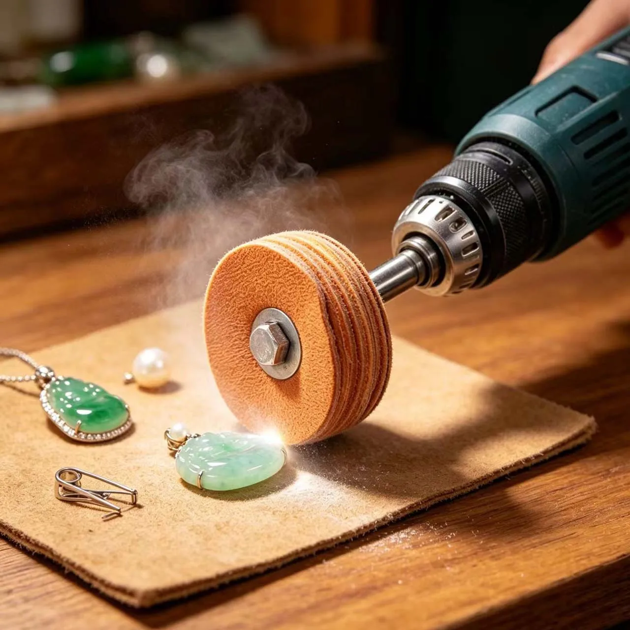 Leather Polishing Wheel Set 50mm 80mm Thickened 7-layer Leather Polishing Wheel For Jade Jewelry 6mm Shank