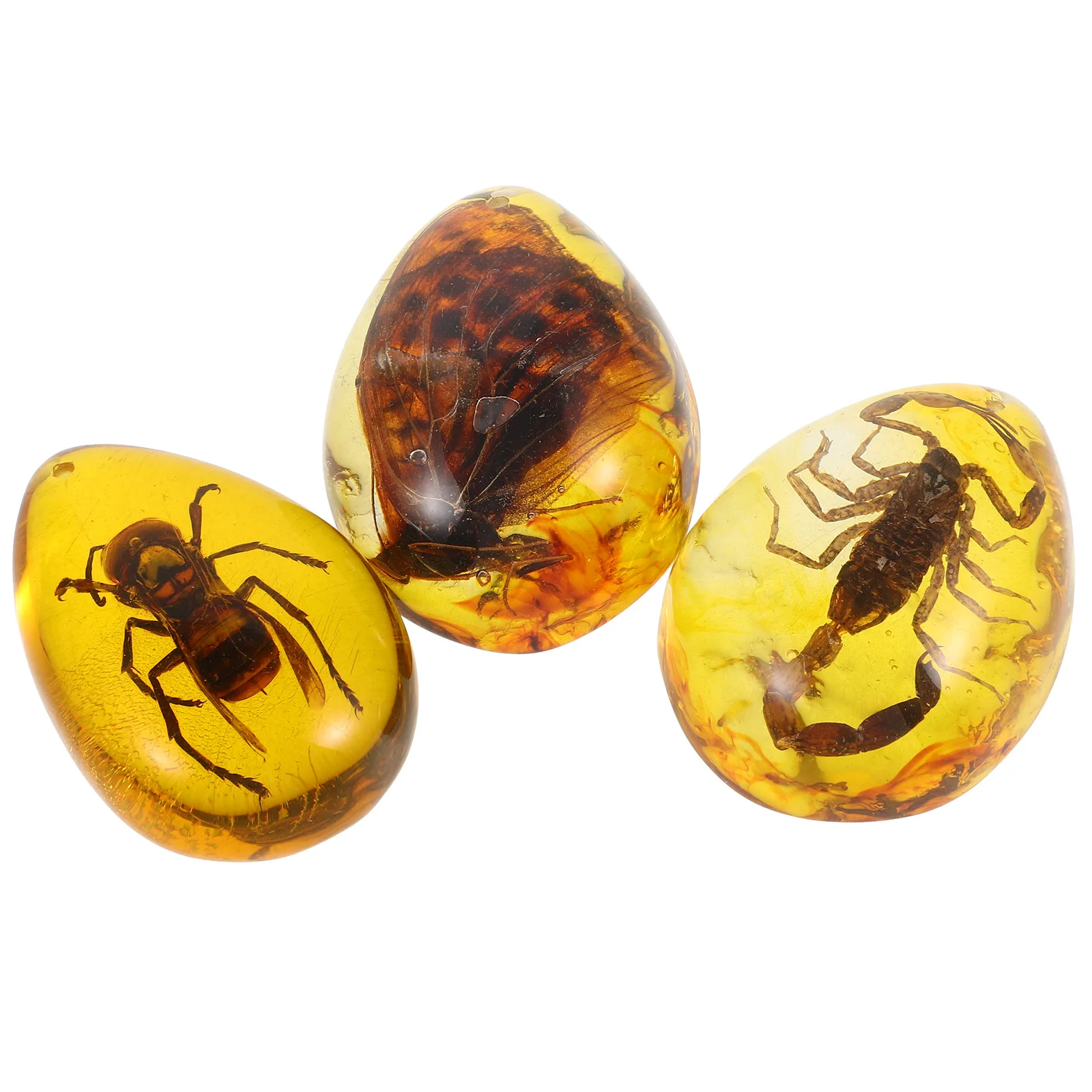 

3pcs Amber Specimen Insect Resin Pendant Crafts Lightweight Creative Design Decorative Stone Ancient Spider Jewelry DIY