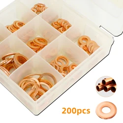 Copper Gasket Boxed Multistandard O Shaped Copper Gasket Combination Oil Plugging and Sealing Ring Combination 1 Box 200pcs