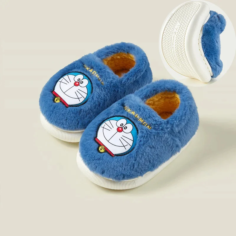 Kawaii Cartoon Doraemon Winter Children Cotton Shoes Boys And Girls Anime Home Warm Anti-skid Slippers Christmas Birthday Gifts