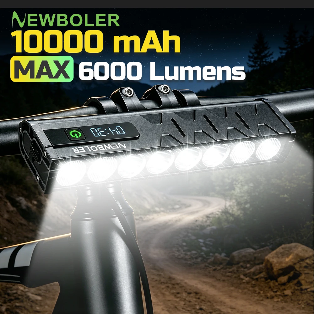 Bike Light 10000mAh Waterproof Flashlight Bicycle Light Front 10000Lumen Type-C Charging MTB Road Cycling Lamp Accessories