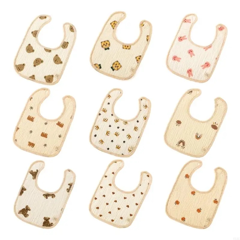 

6-Layer Burp Cloth Cotton Bib Soft Comfortable Adjustable Ushaped Drooling Bib 4XBC