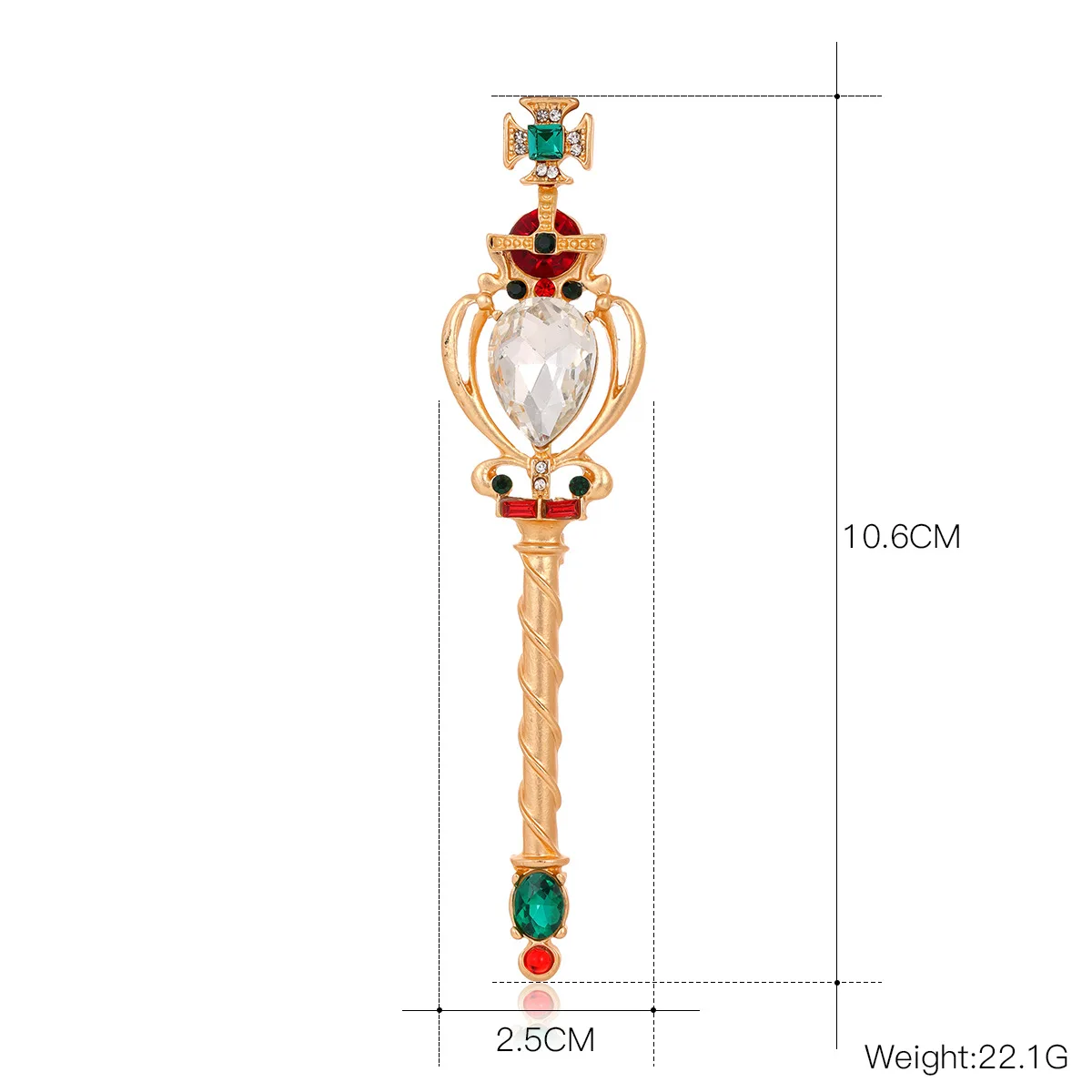 Vintage Baroque Court Magic Scepter Rhinestone Clothing Suit Coat Hat Accessories Glaze Brooch for Women Men Party Daily Gift