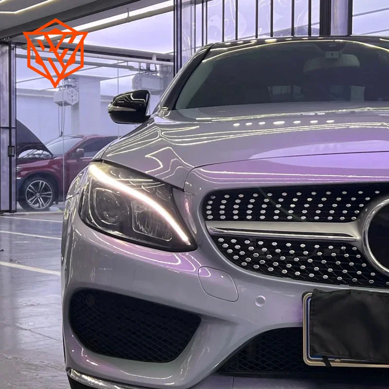 18mx152cm Car Wrap Sticker Platinum Grey Purple Vinyl Film Color Change PET Bubble Free Film PVC Decal Car Accessories