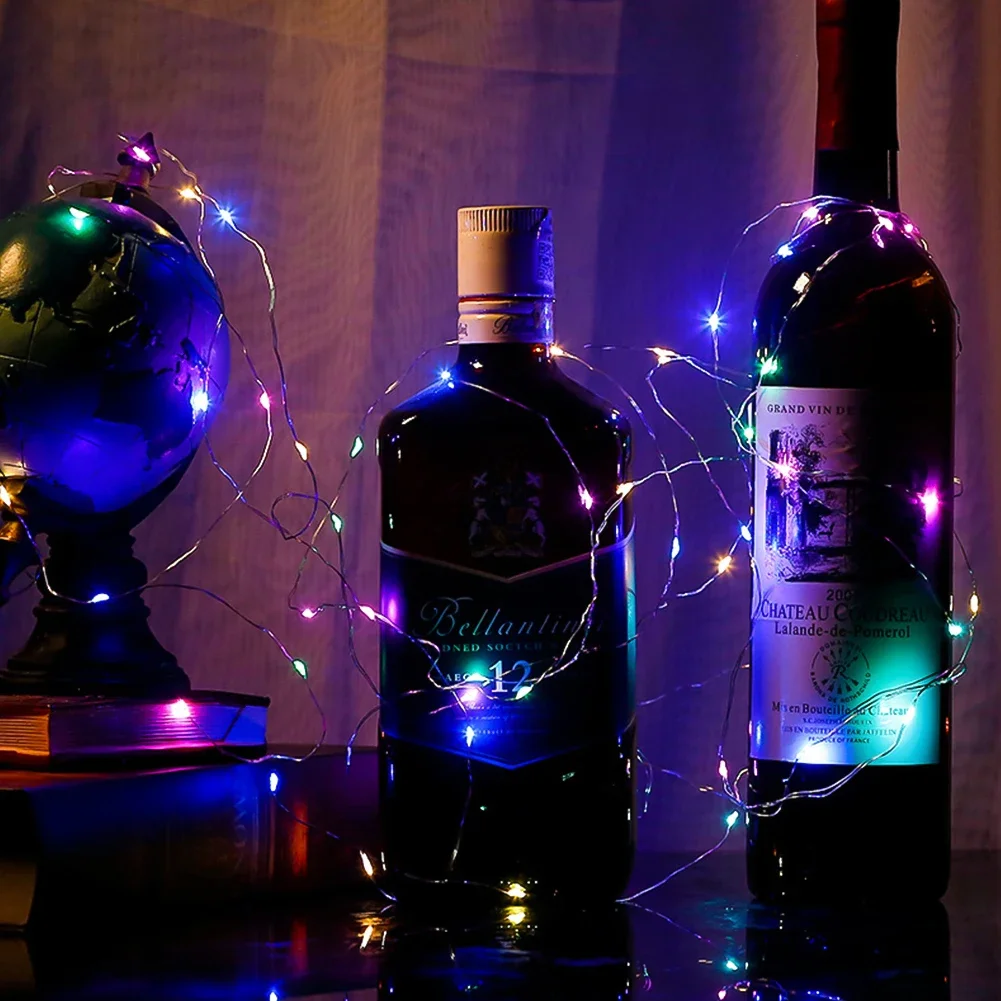 AA電池式LEDストリング,2m, 20個のLEDストリング,銅線,クリスマスデコレーション,結婚式,パーティー,2m