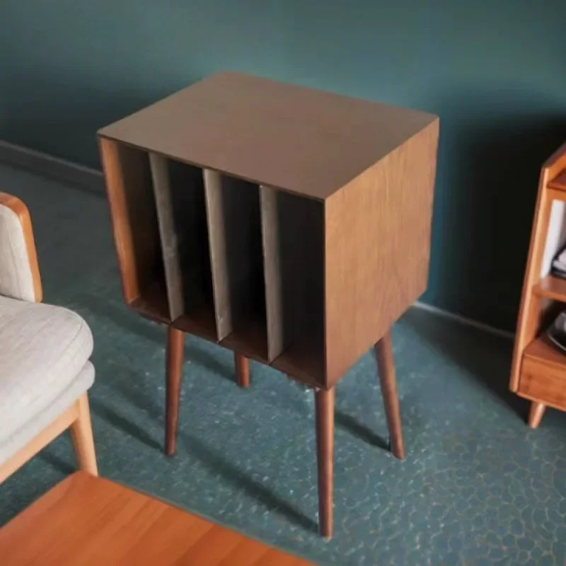 

Hooqu Black-brown Wooden Cabinet, Vinyl Record Holder, CD Storage Cabinet, Old Records And CDs Storage Box, Comic Display Stand