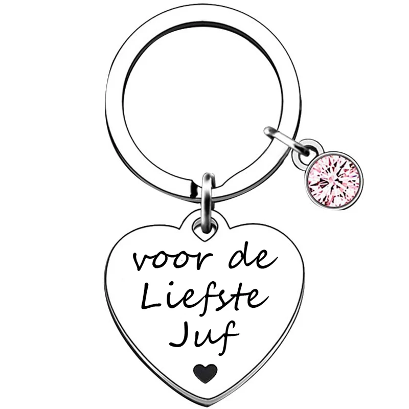 Heart Dutch liefste juf Teacher Appreciation Gift Teacher Keychain Thank You Gift Bee Jewelry Graduation Back to School Gift