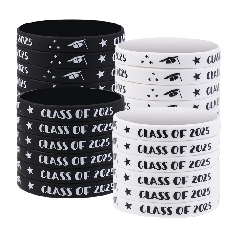 30Pcs Class Of 2025 Bracelet Silicone Graduation Bracelets Rubber Bracelets Graduating Celebration Bracele For Teacher Student G