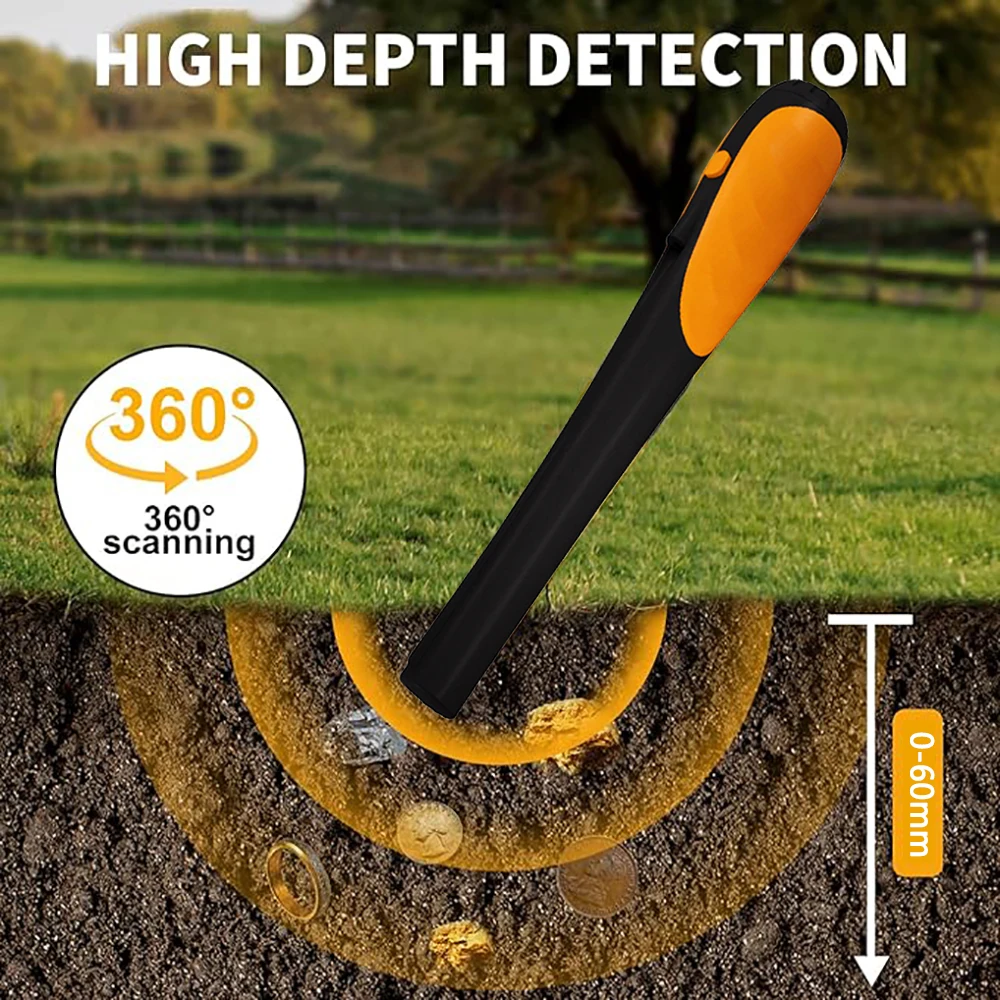 360 Degree Detection Round Rod Small Metal Detector with Sound/Vibration/Sound &Vibration Waterproof IP68 AA Battery 9V  6F22