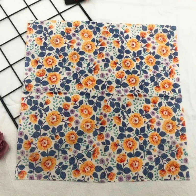 Colorful Printed Napkins Orange Flower 2 Layers Facial Tissue Paper Wedding Wine Glass Decoration Table Setting Paper 20pcs 33cm