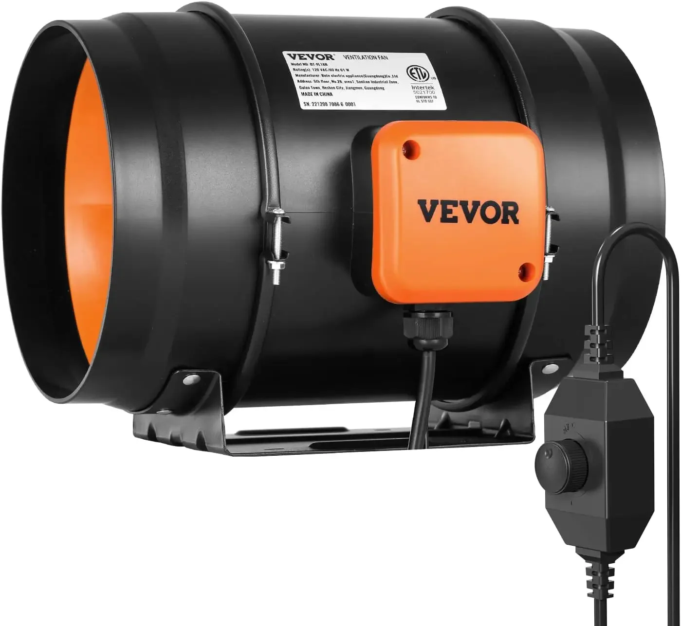 

Inline Duct Fan, 8-Inch 750 CFM with Variable Speed Controller, Quiet AC-Motor Ventilation Exhaust Fan for Cooling Booster