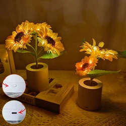 Rechargeable Sunflower Led Simulation Night Light Table Lamp Simulation Flowers Decorative Desk Lamp For Resturaunt Hotel Weddin